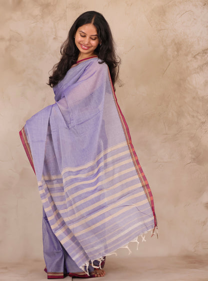 Lavender Narayanpet Cotton Saree | Looms & Tassels
