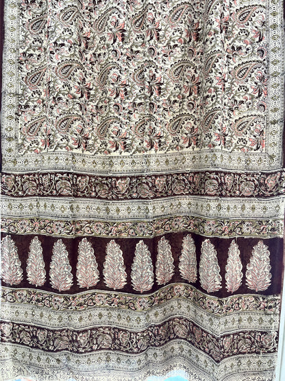 Hand block printed Kalamkari Silk Saree