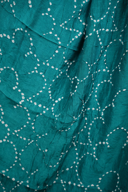 Blue Handcrafted  Pattern Bandhani Paithani Dola Silk Saree | Looms & Tassels