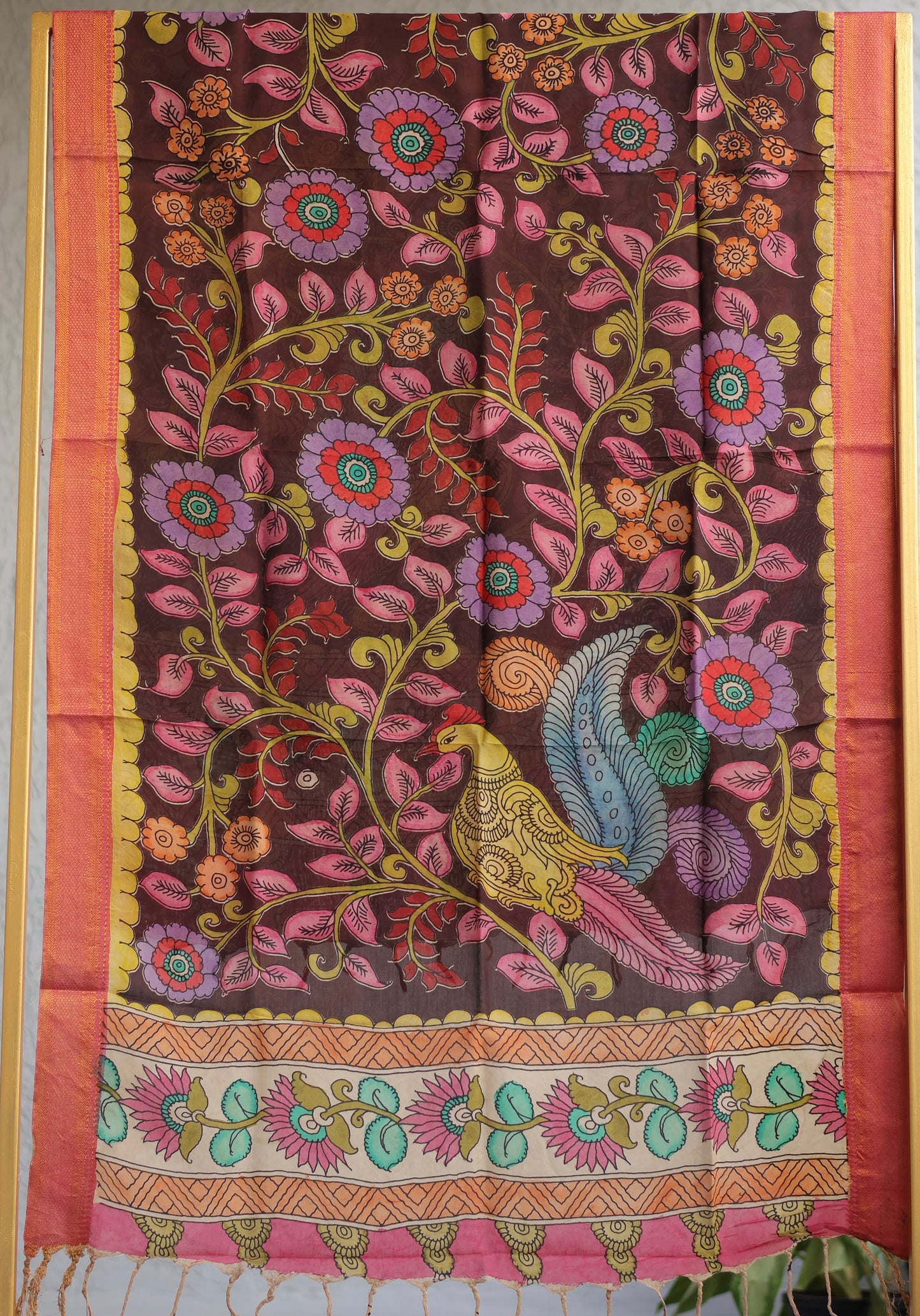 Pen Kalamkari chennur silk duppata