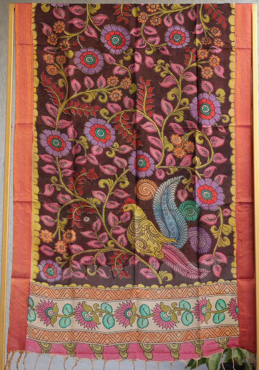 Pen Kalamkari chennur silk duppata