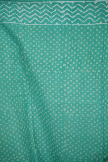 Sea Green Bagru Handblock printed MulMul cotton saree | Looms & Tassels