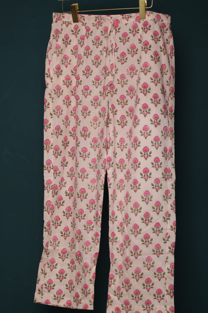 Pastel Blue Handblock printed kota 3 piece suit (stitched)