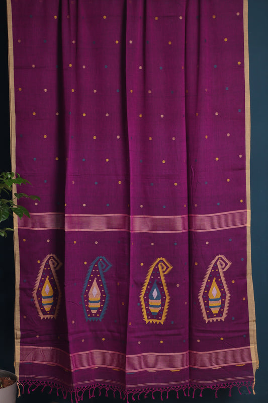 Pure Handwoven Jamdhani Malai Cotton Saree