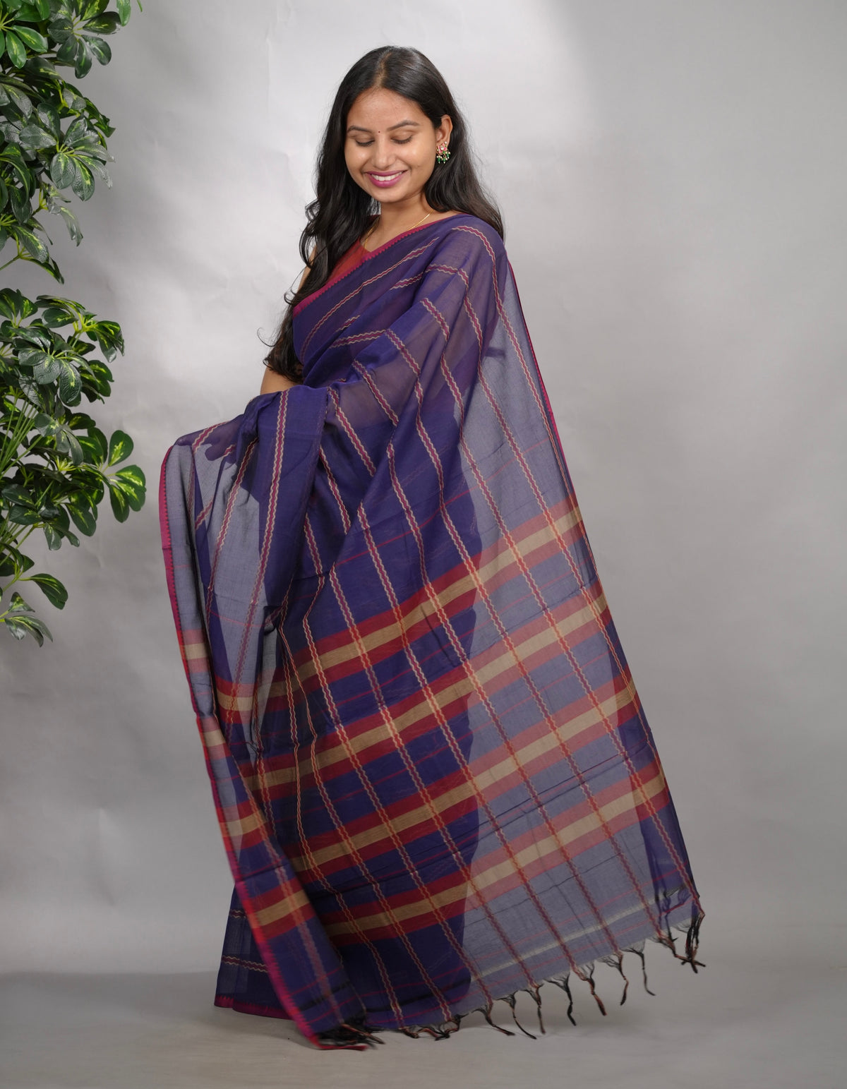 Blue Narayanpet Cotton Saree | Looms & Tassels
