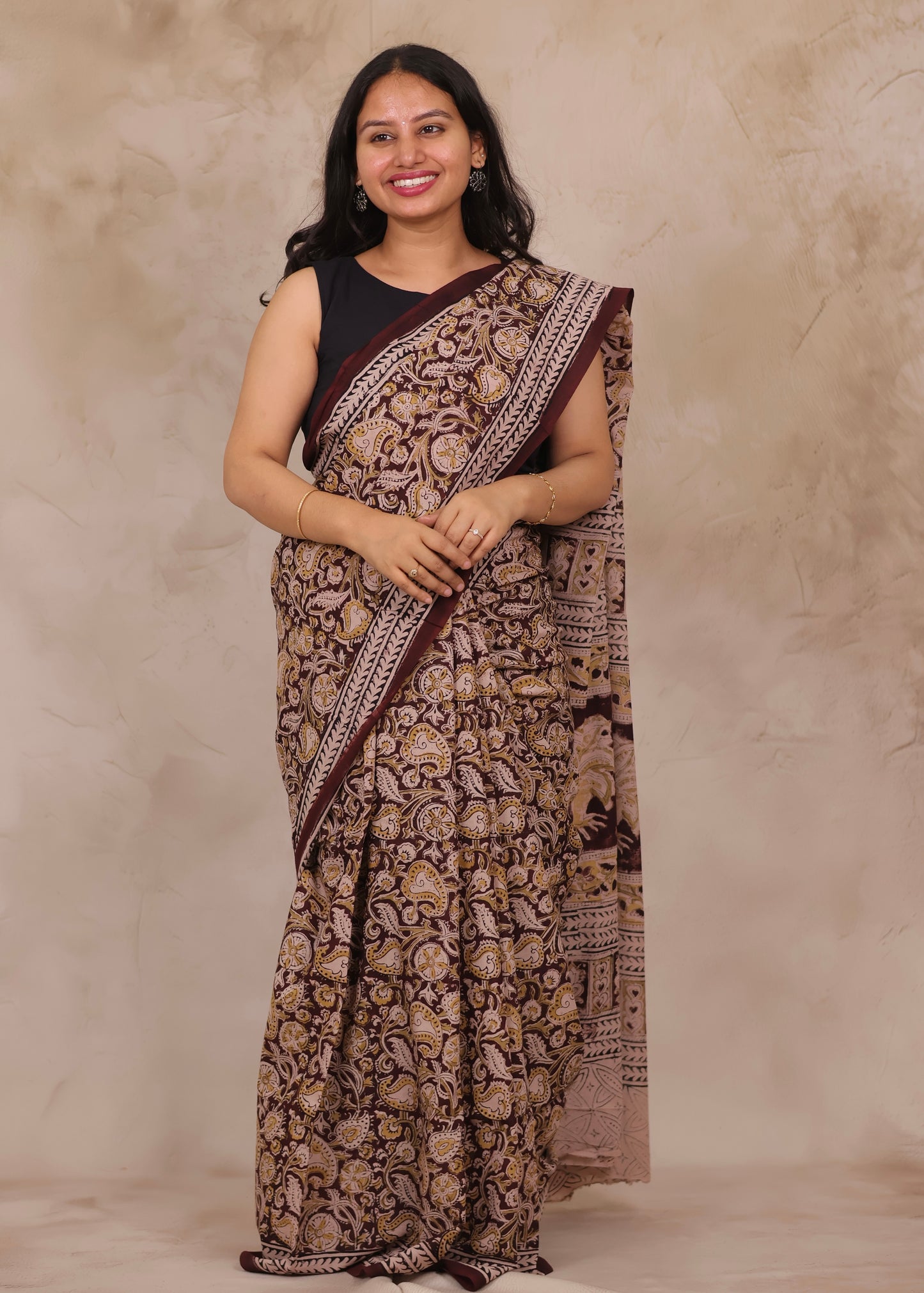 Hand Block Printed Kalamkari Cotton Saree