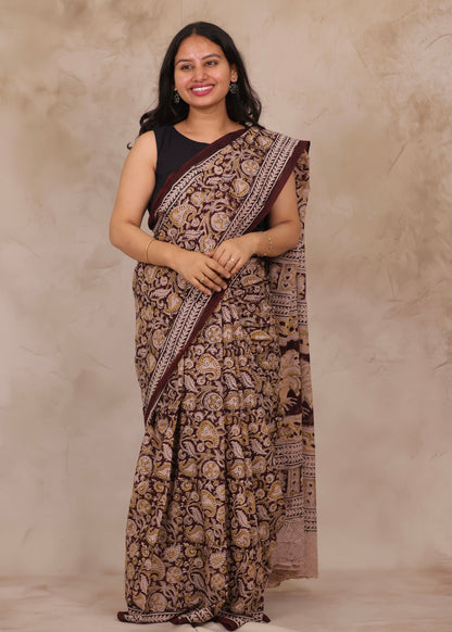 Hand Block Printed Kalamkari Cotton Saree