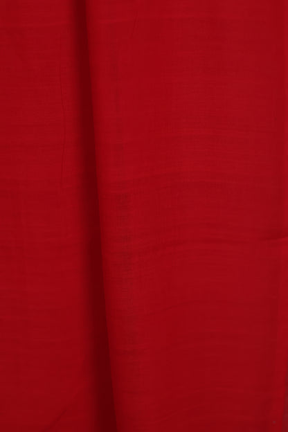 Red Malai Cotton Saree with Butta Weaving | Looms & Tassels