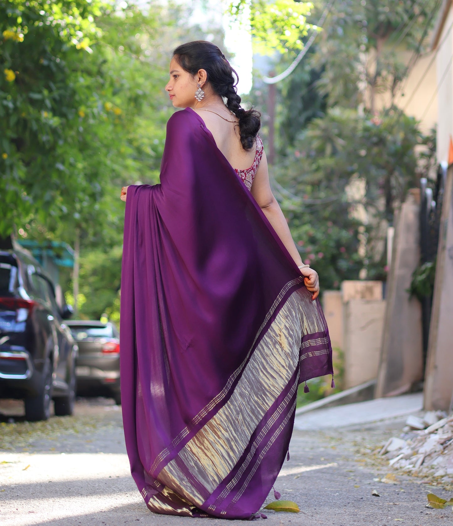 Plain Modal Silk Saree