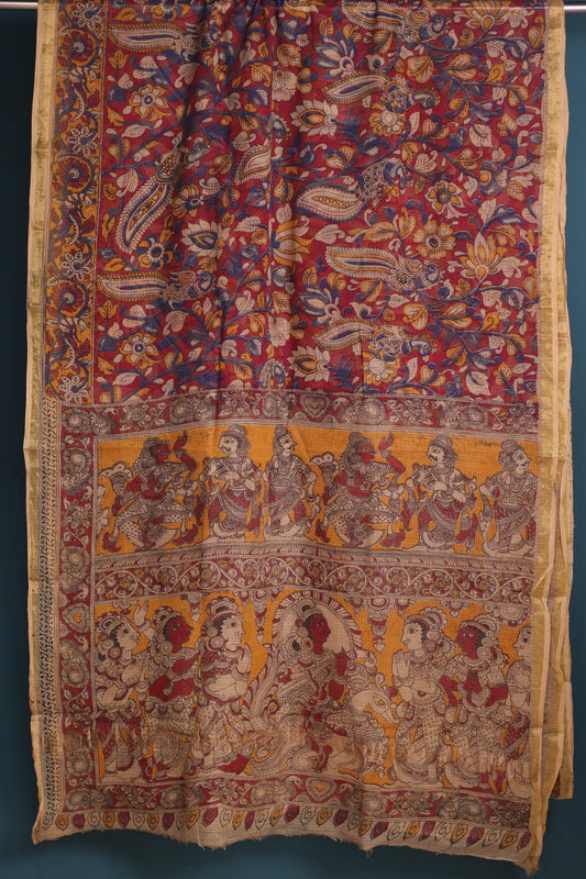 Kalamkari printed Kota Doriya Saree