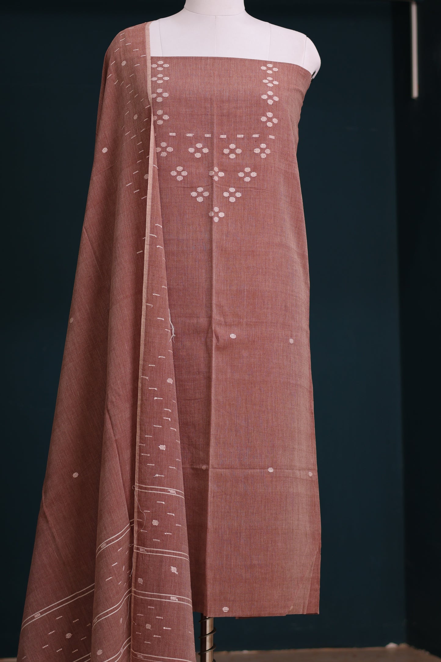 Handwoven weaving butta pure Malai cotton 2 piece suit sets