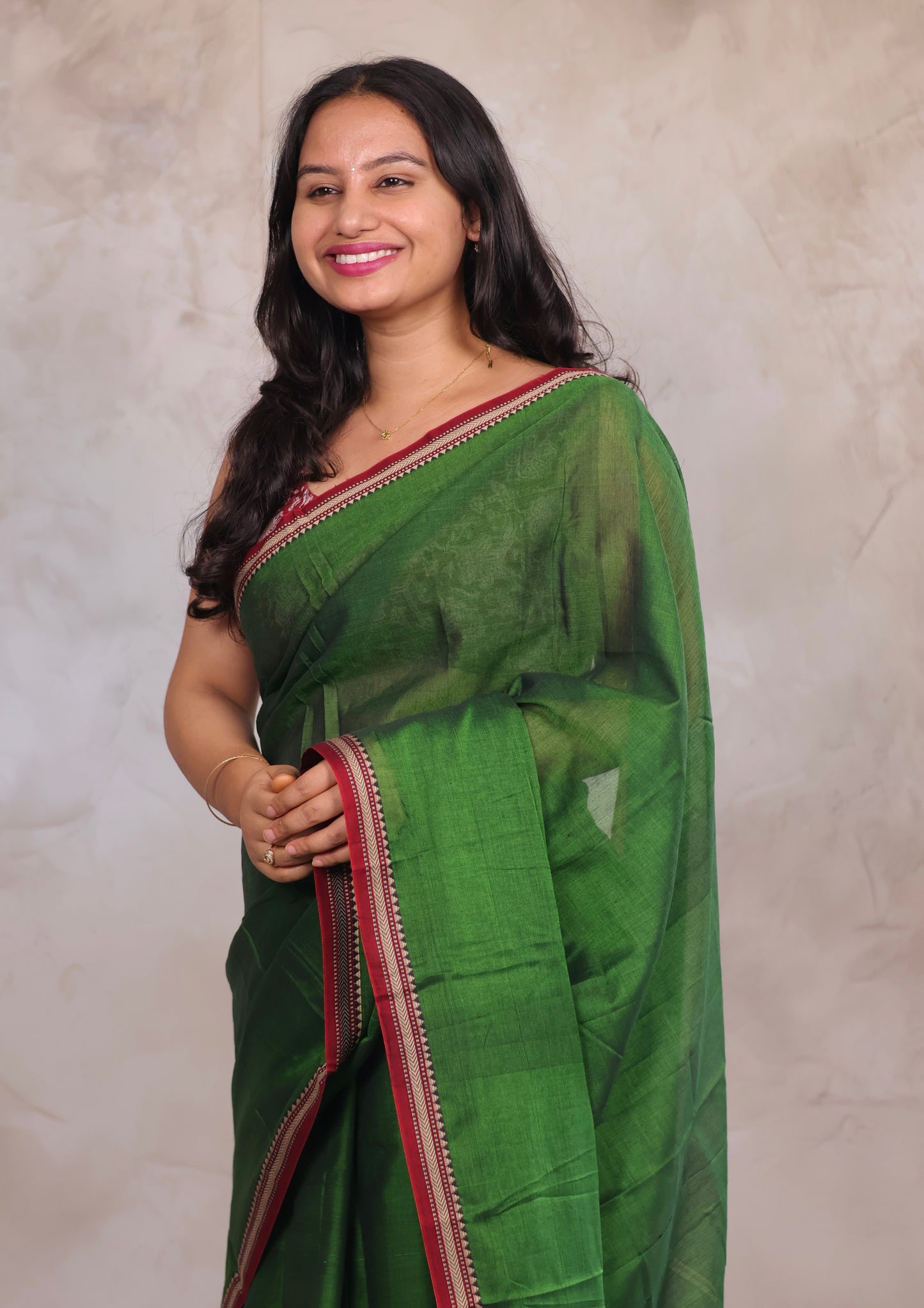 Parrot Green Narayanpet Cotton Saree | Looms & Tassels
