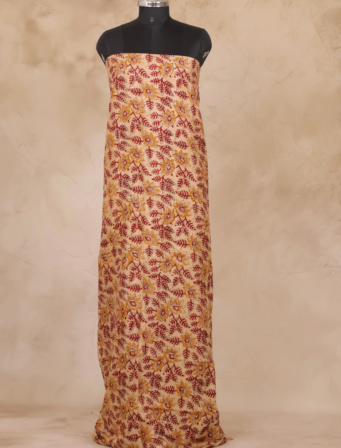 Hand Block Printed Kalamkari Unstitched 3pc Suit Set