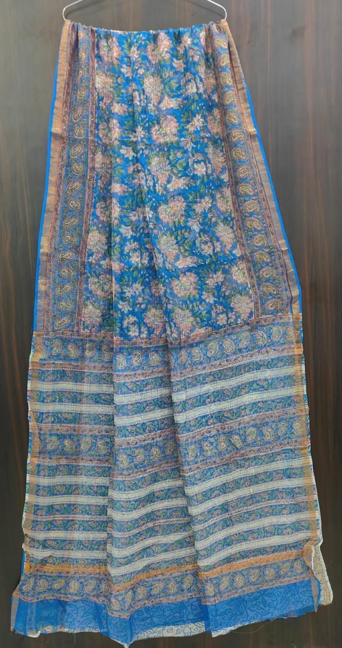 Bagru Hand block printed Kota Doriya Saree