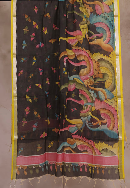 Pen Kalamkari Mangalagiri silk Dupatta