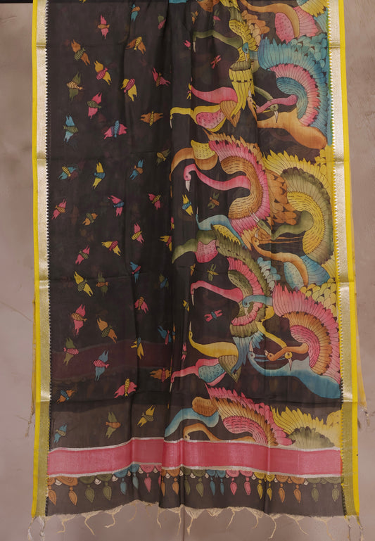 Pen Kalamkari Mangalagiri silk Dupatta