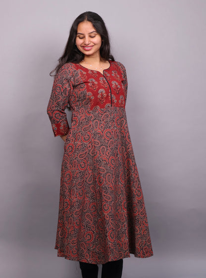 Ajrakh Hand Block printed Aline Kurti