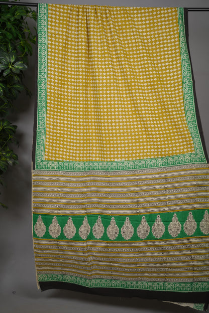 Bagru Handblock printed MulMul cotton saree | Looms & Tassels