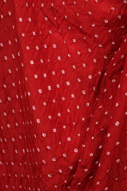 Red Handcrafted Bandhani Paithani Dola Silk Saree | Looms & Tassels