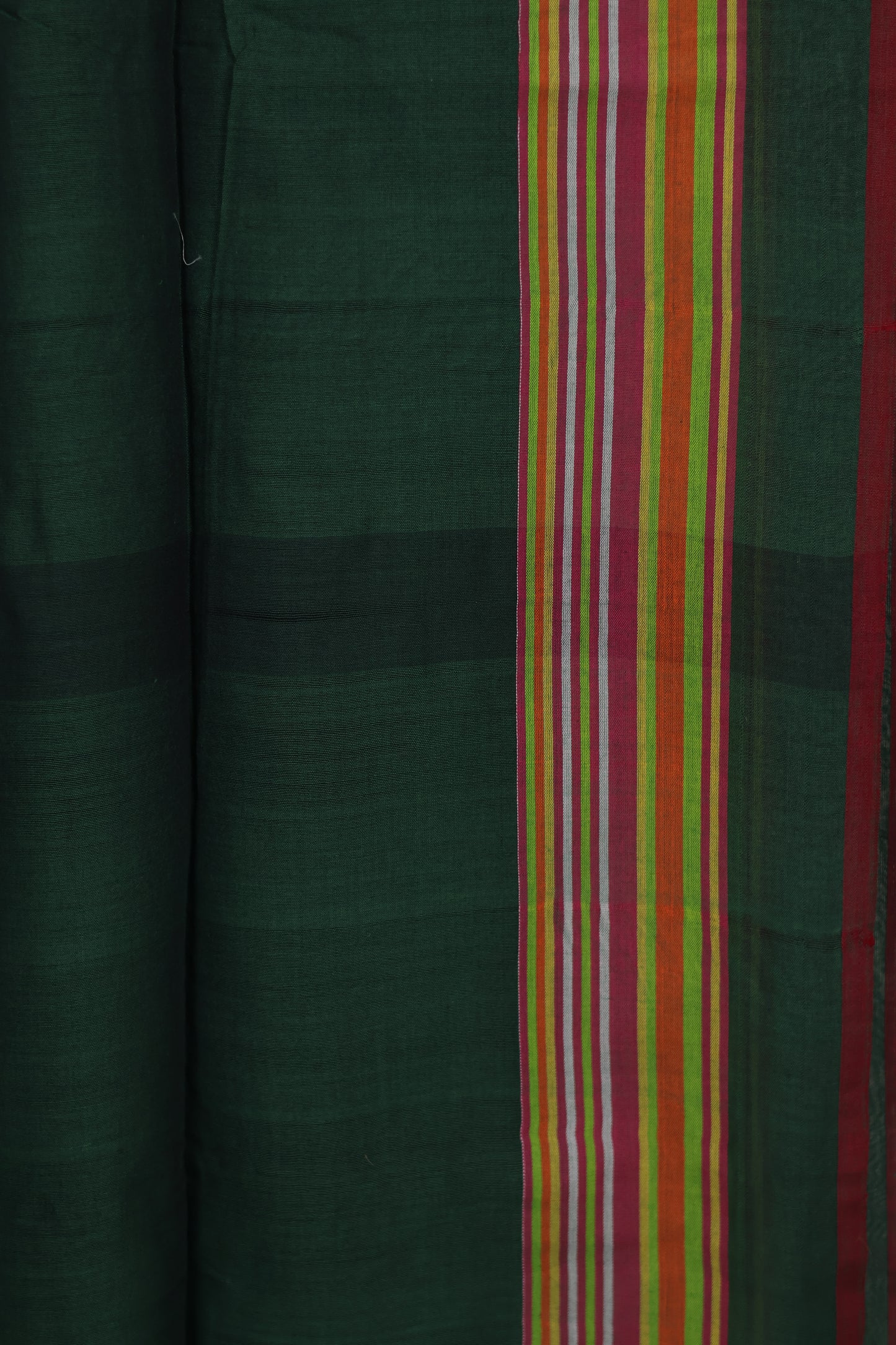 Bottle Green Bhujodi weaving Malai Cotton Saree | Looms & Tassels