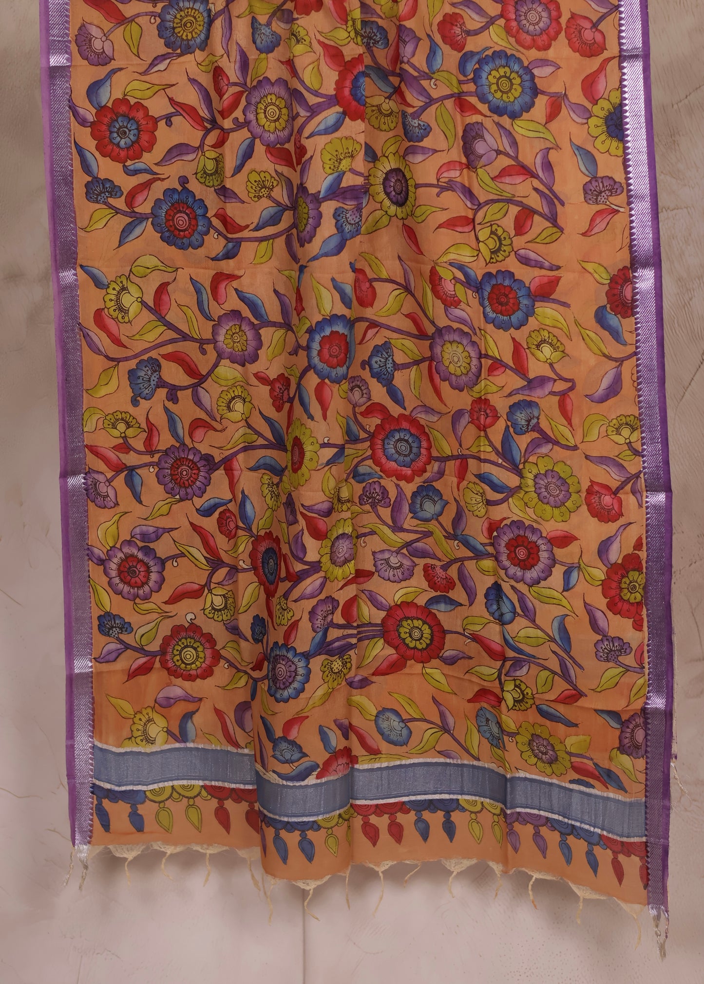 Pen Kalamkari Mangalagiri silk Dupatta