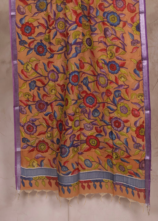 Pen Kalamkari Mangalagiri silk Dupatta