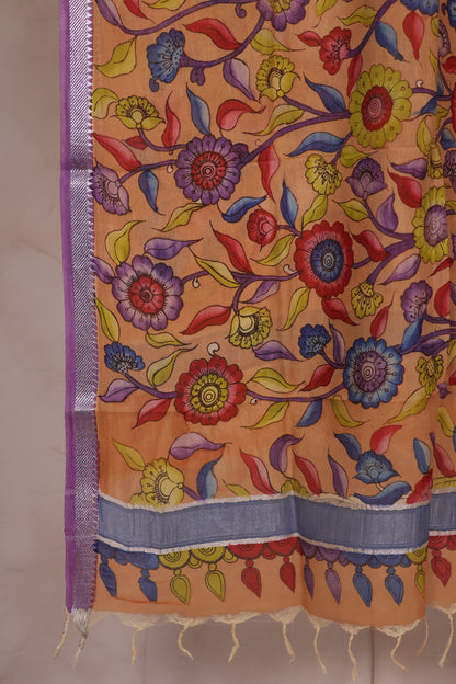 Pen Kalamkari Mangalagiri silk Dupatta