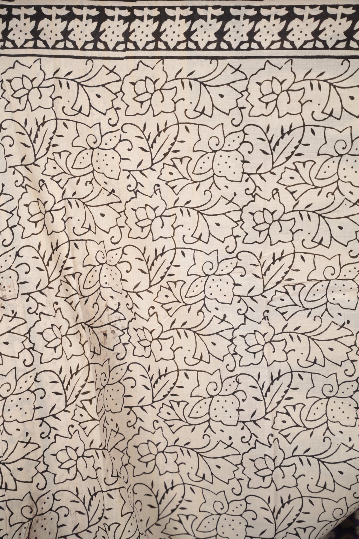 Lavender Bagru Handblock printed MulMul cotton saree | Looms & Tassels