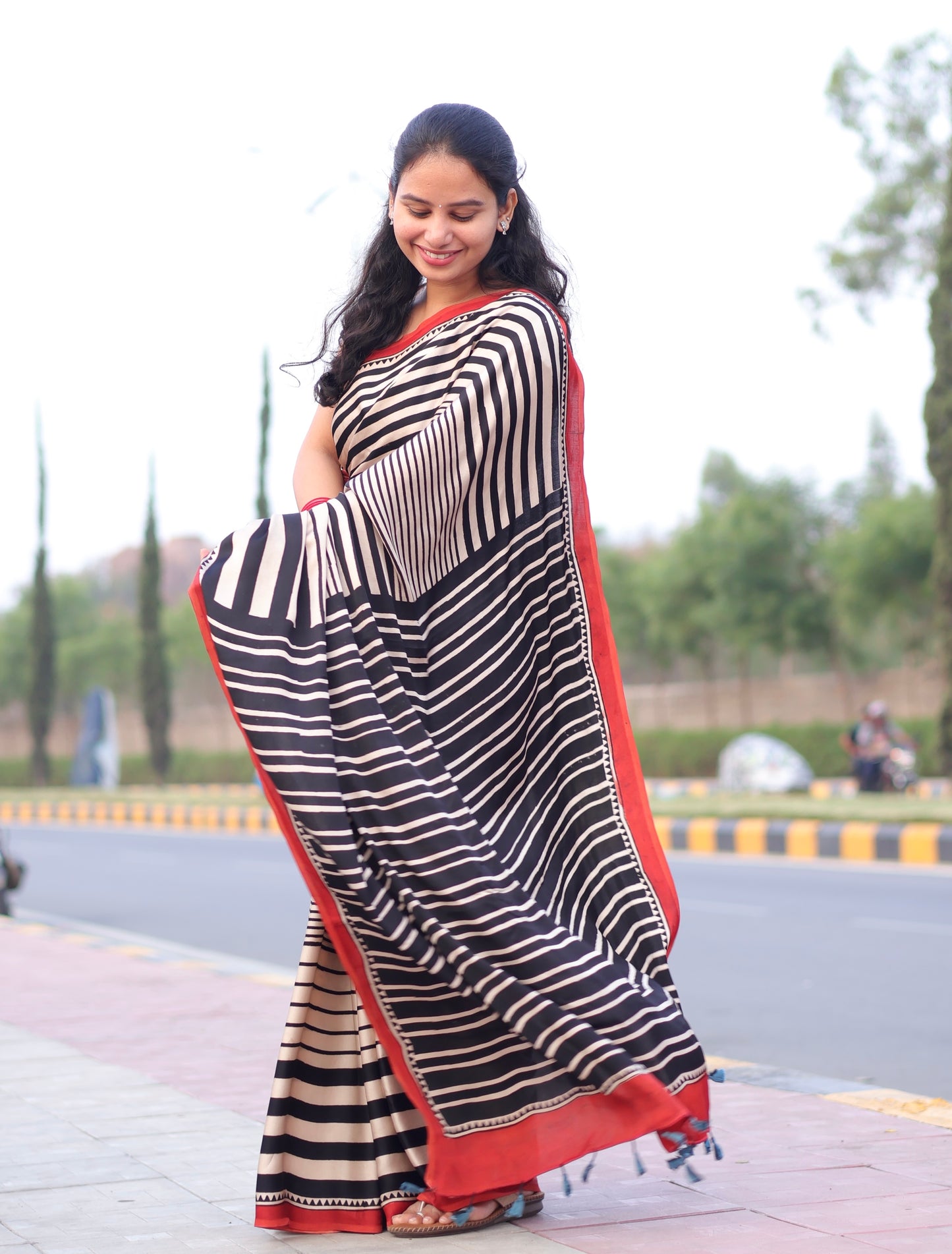 Ajrakh Modal Silk Saree