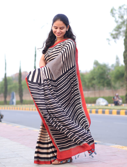 Ajrakh Modal Silk Saree