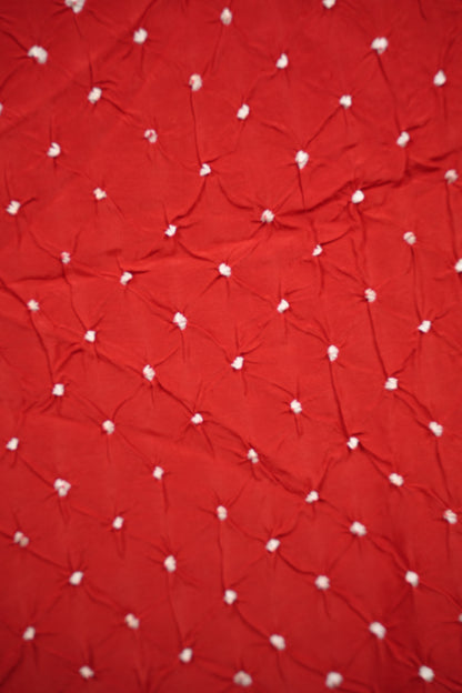 Red Handcrafted Bandhani Paithani Dola Silk Saree | Looms & Tassels