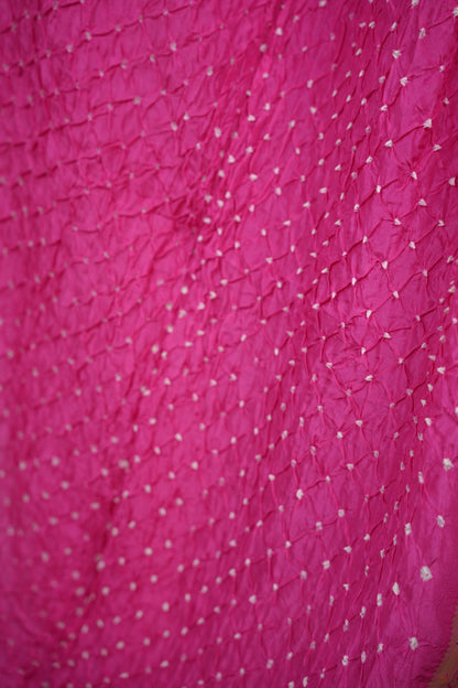 Pink Handcrafted Bandhani Paithani Dola Silk Saree | Looms & Tassels