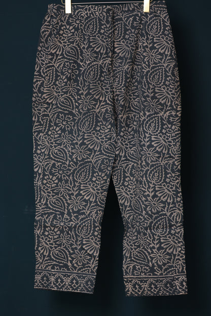 Yellow Handblock printed kota 3 piece suit (stitched)