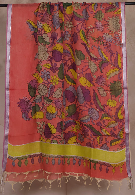 Pen Kalamkari Mangalagiri silk Dupatta