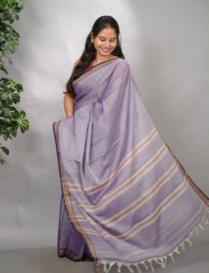 Lavender Narayanpet Cotton Saree | Looms & Tassels