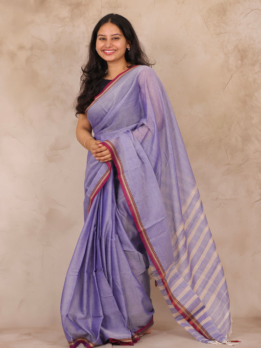 Lavender Narayanpet Cotton Saree | Looms & Tassels