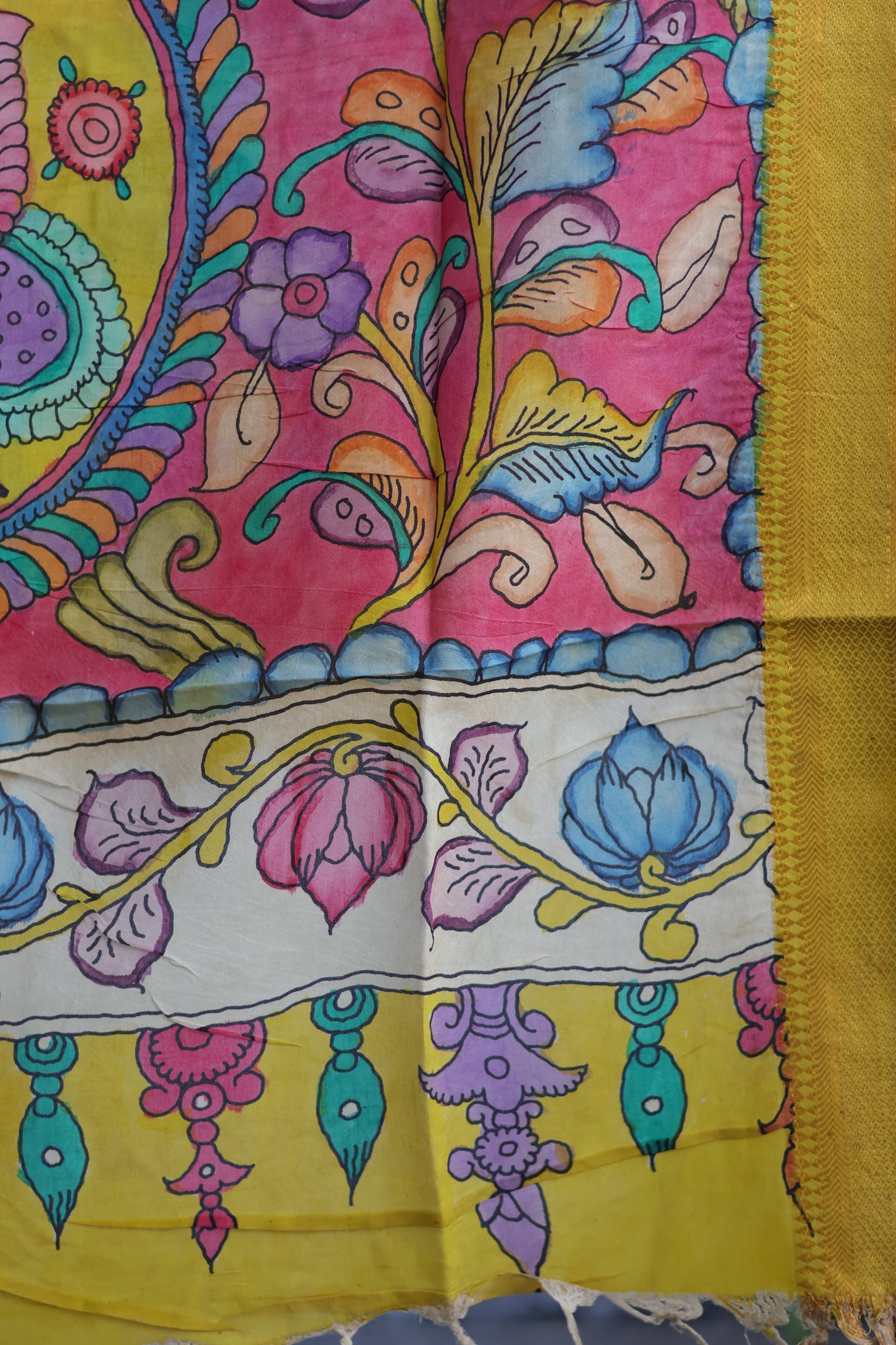 Pen Kalamkari chennur silk duppata