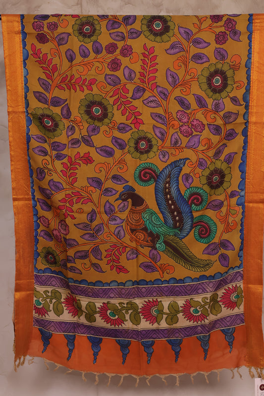 Pen Kalamkari chennur silk dupatta