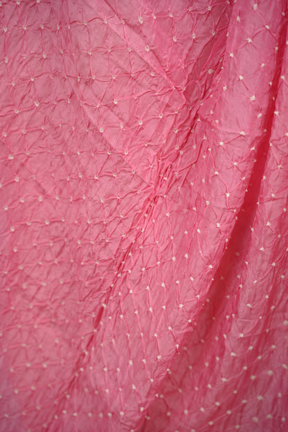 Pink Handcrafted Bandhani Paithani Dola Silk Saree | Looms & Tassels