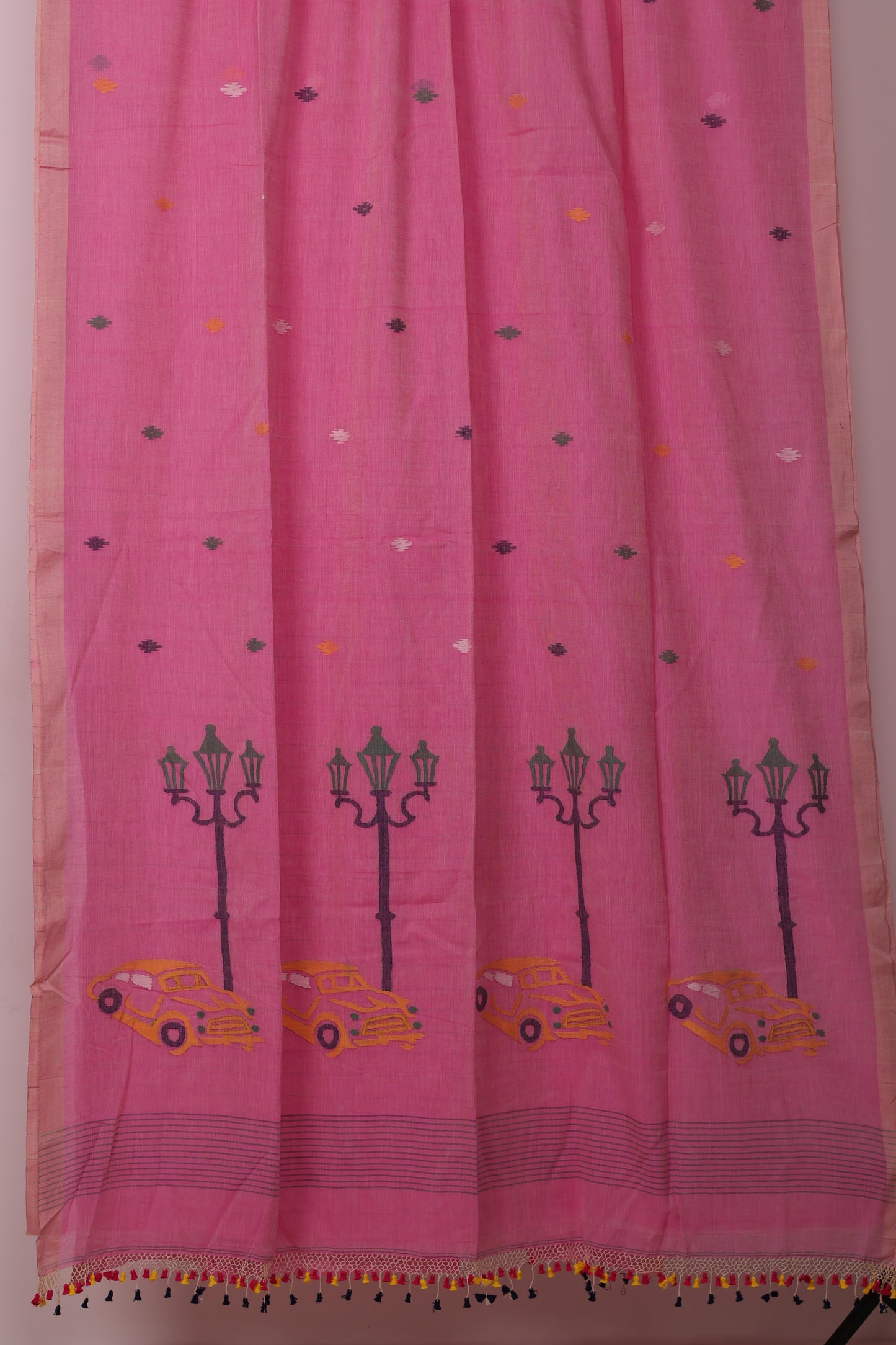 Pink Pure Handwoven Jamdhani Malai Cotton Saree