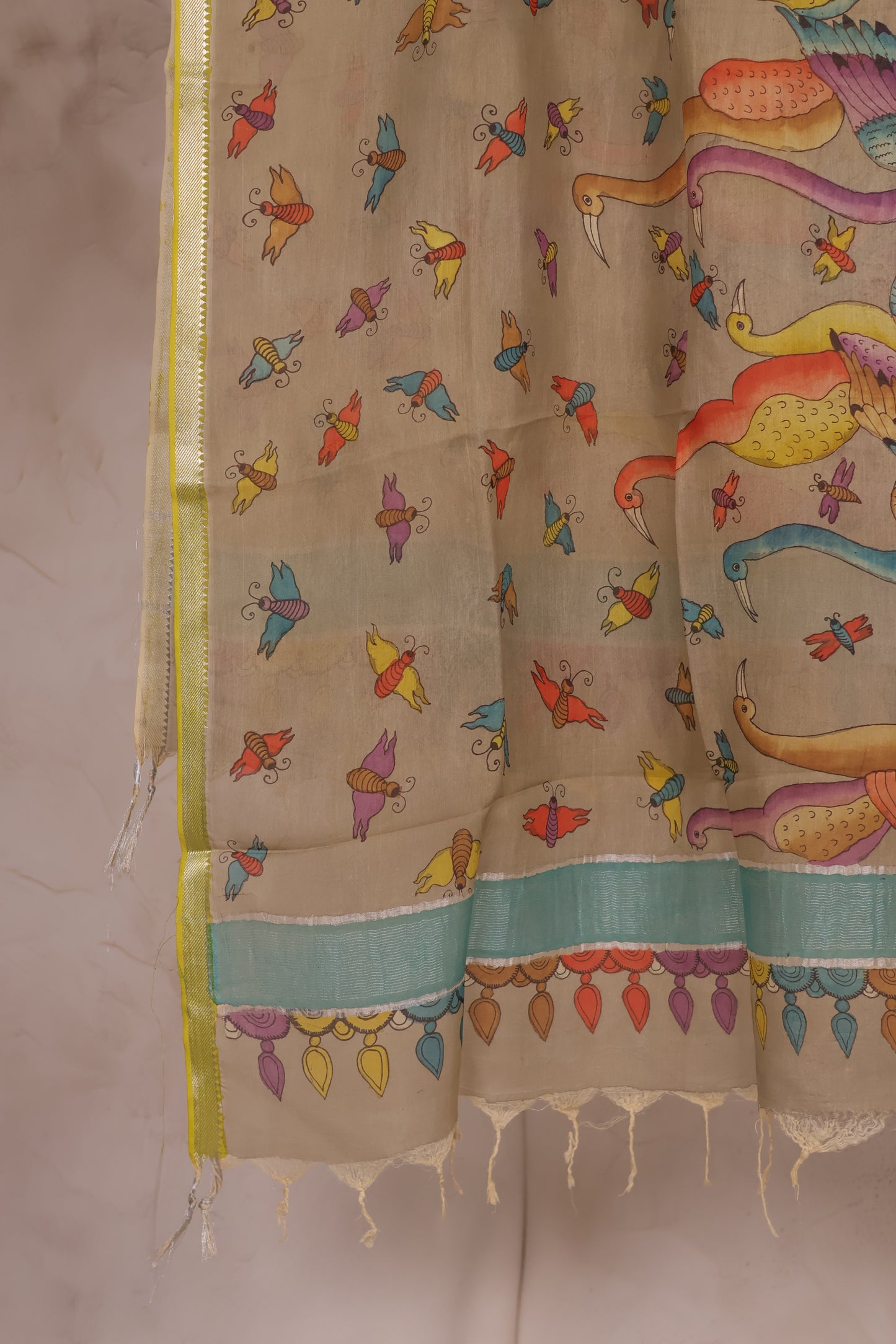 Pen Kalamkari Mangalagiri silk Dupatta