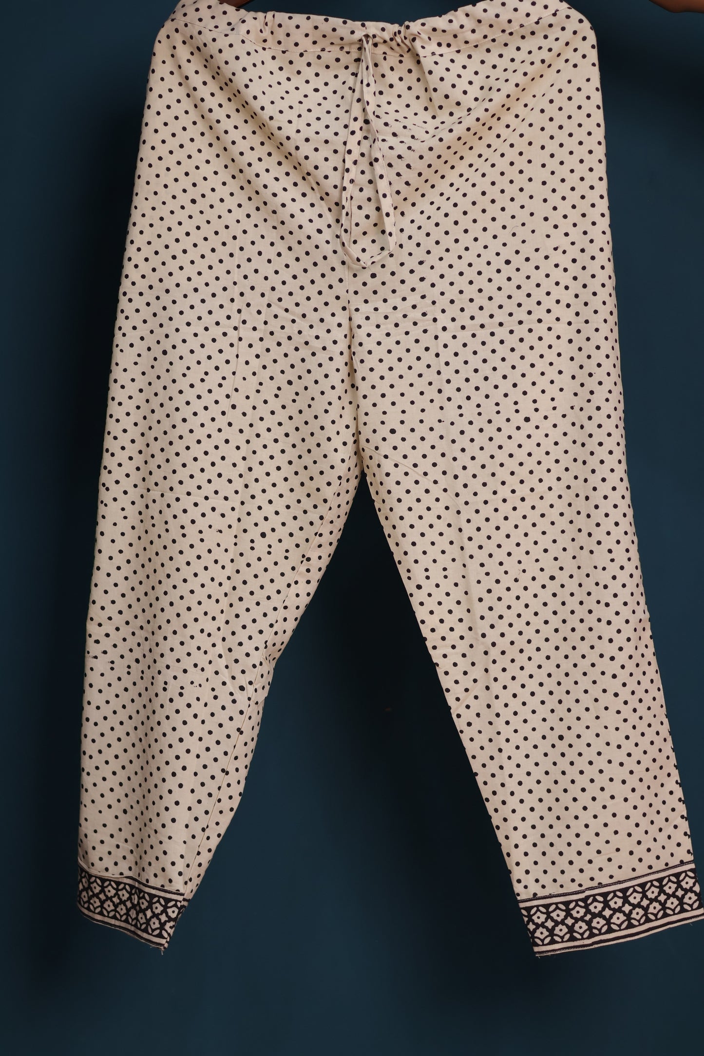Black Handblock printed kota 3 piece suit (stitched)