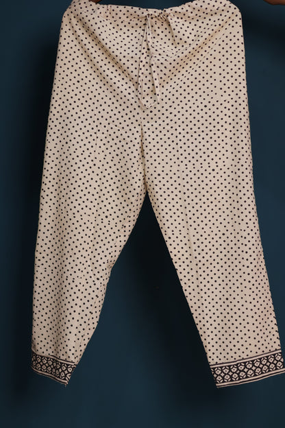 Black Handblock printed kota 3 piece suit (stitched)