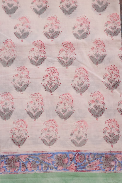 Hand block printed Kota Doriya Saree