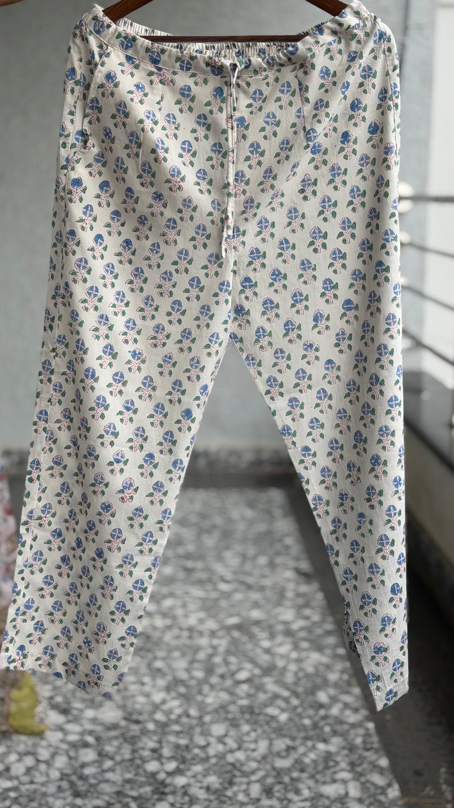 Green Handblock printed kota 3 piece suit (stitched)