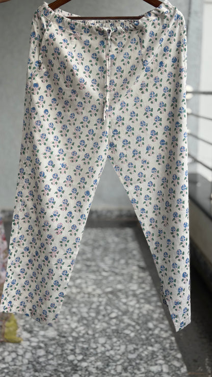 Green Handblock printed kota 3 piece suit (stitched)