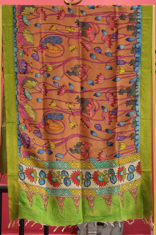 Pen Kalamkari chennur silk duppata
