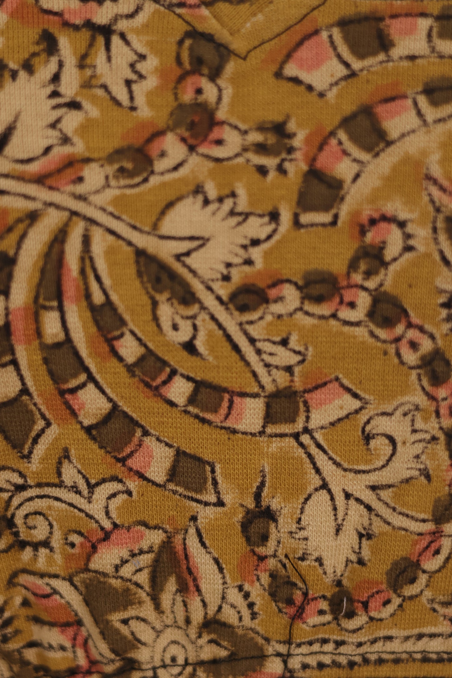 V Neck Stretchable Hand block printed kalamkari blouse