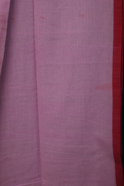 Pink Pure Handwoven Malai Cotton Saree with Butta Weaving border