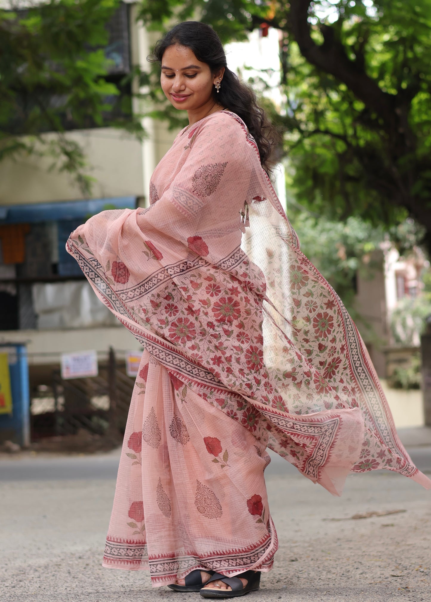 Bagru printed Kota Doriya Saree